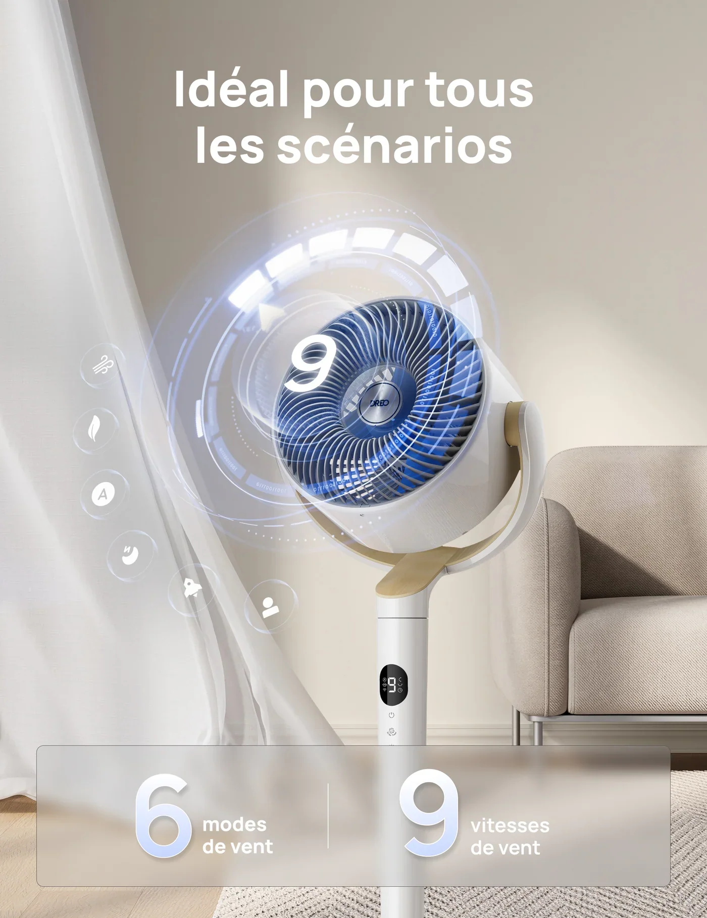 Ventilateur Pivotant Intelligent  TurboPoly™  – L’Air, enfin réinventé.