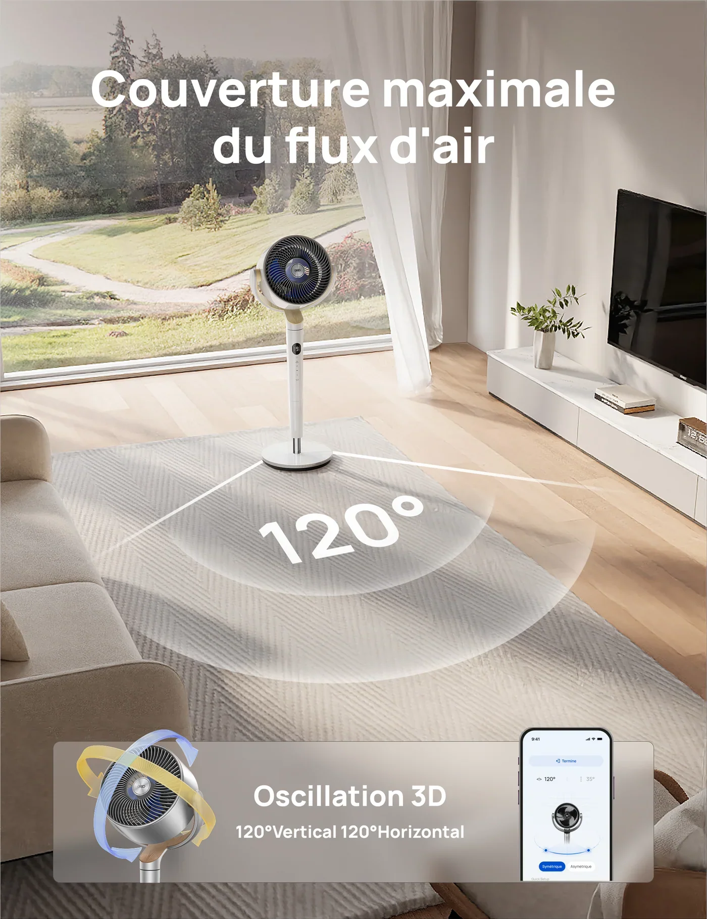 Ventilateur Pivotant Intelligent  TurboPoly™  – L’Air, enfin réinventé.