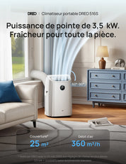 Climatiseur Portable Intelligent 516S – Le confort absolu, maîtrisé.